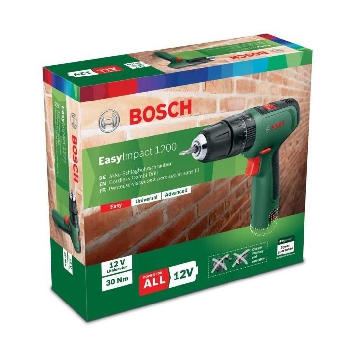 Perceuse a percussion sans-fil Bosch - EasyImpact 1200 (Livrée sans batterie ni chargeur)