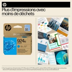 HP 924e Cartouche d'encre cyan EvoMore authentique (4K0U7NE) - Pour HP OfficeJet Pro 8120, 8130