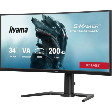 Écran PC Gaming Incurvé - IIYAMA - 34 - UWQHD - 200Hz - Dalle VA - 0,6ms - Ajustable en hauteur - GCB3484WQSU-B2