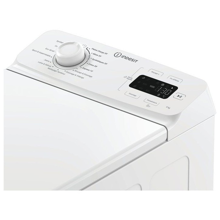 Lave-linge top Indesit TI512MYTIMEFR - 5 kg - 1000 trs/min - Blanc Lave-linge top Indesit TI512MYTIMEFR - 5 kg - 1000 trs/min - Blanc