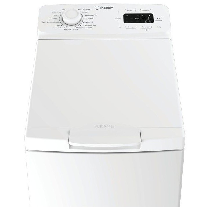 Lave-linge top Indesit TI512MYTIMEFR - 5 kg - 1000 trs/min - Blanc Lave-linge top Indesit TI512MYTIMEFR - 5 kg - 1000 trs/min - Blanc