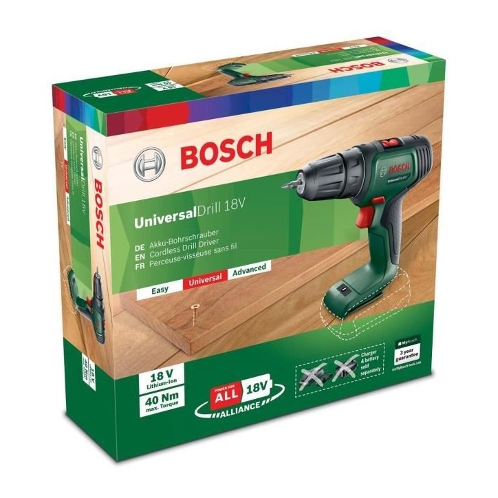 Perceuse-visseuse sans-fil Bosch UniversalDrill 18 V (outil Livré seul dans un carton) - PowerForAll