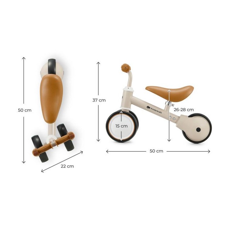 Draisienne Bébé Kinderkraft CUTIE, Mini Tricycle Léger 1,8 kg, Facile a Transporter, Design Original, Pour Enfants Des 1 An,