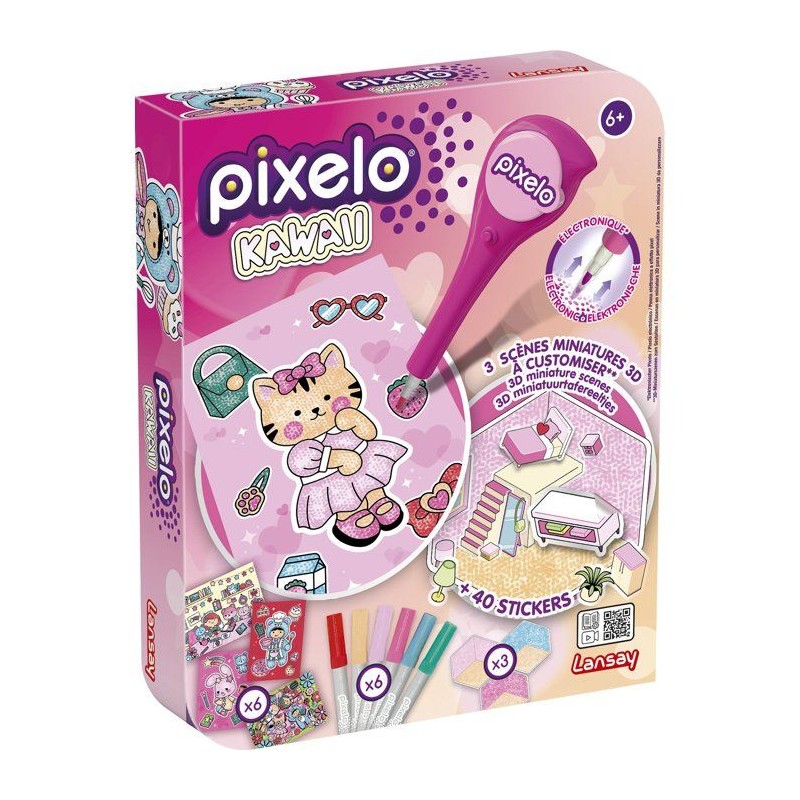 Loisir créatif - LANSAY - PIXELO KAWAII - jeu de coloriage - 6 illust