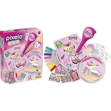 Loisir créatif - LANSAY - PIXELO KAWAII - jeu de coloriage - 6 illustrations - Des 6 ans