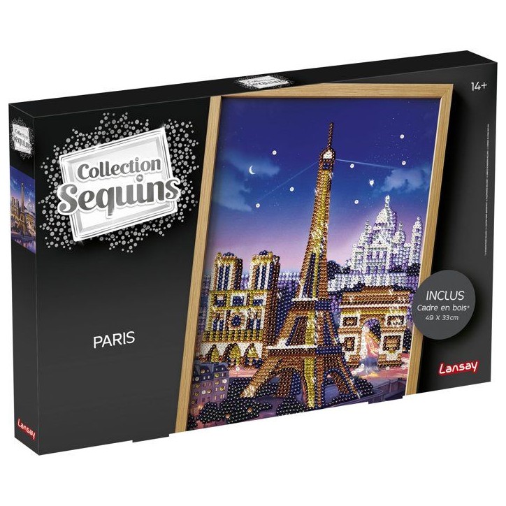 Jeu créatif - LANSAY - COLLECTION SEQUINS - PARIS - Cadre en bois et illustration - Des 14 ans