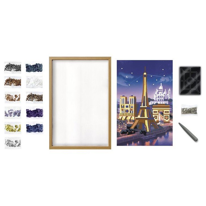 Jeu créatif - LANSAY - COLLECTION SEQUINS - PARIS - Cadre en bois et illustration - Des 14 ans