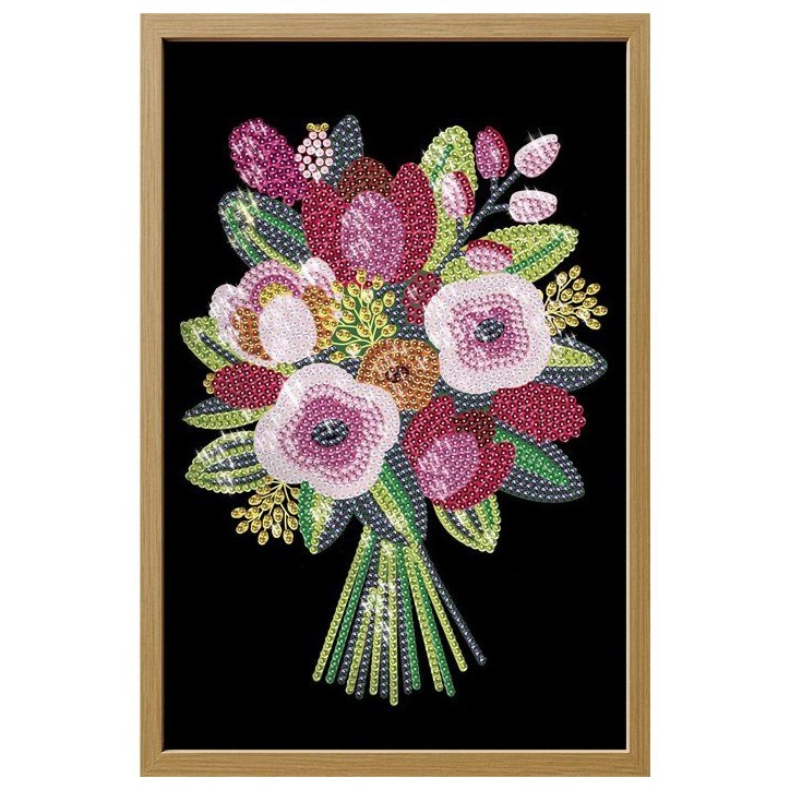 Jeu créatif - LANSAY - COLLECTION SEQUINS - BOUQUET DE FLEURS - Cadre en bois et illustration - Des 14 ans