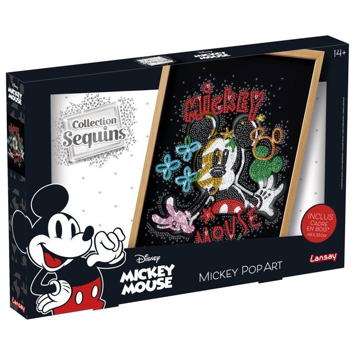 Jeu créatif - LANSAY - COLLECTION SEQUINS - MICKEY POP ART - Cadre en bois et illustration - Des 14 ans