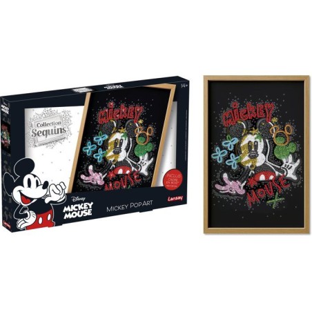 Jeu créatif - LANSAY - COLLECTION SEQUINS - MICKEY POP ART - Cadre en bois et illustration - Des 14 ans