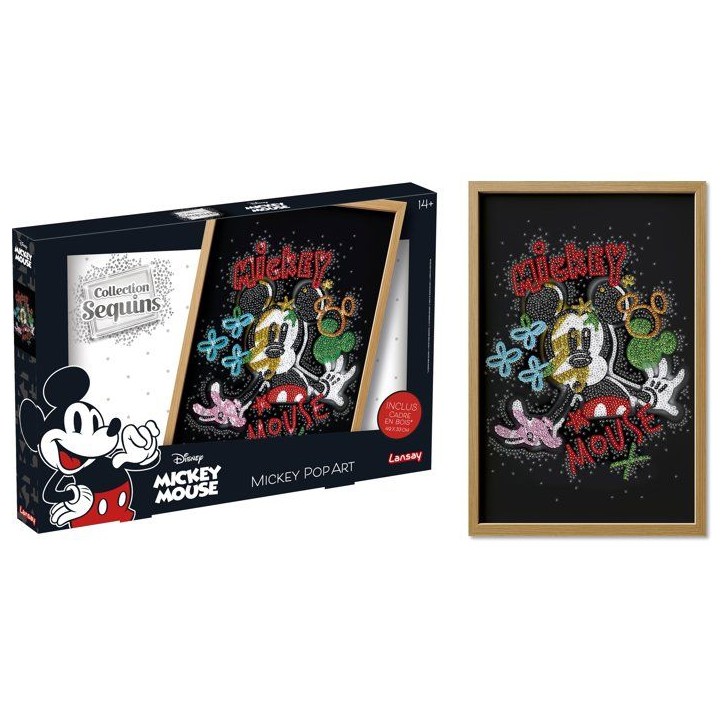 Jeu créatif - LANSAY - COLLECTION SEQUINS - MICKEY POP ART - Cadre en bois et illustration - Des 14 ans