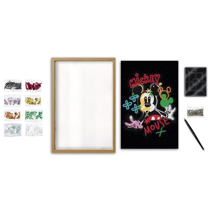 Jeu créatif - LANSAY - COLLECTION SEQUINS - MICKEY POP ART - Cadre en bois et illustration - Des 14 ans
