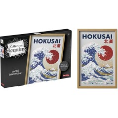 Jeu créatif - LANSAY - COLLECTION SEQUINS - LA GRANDE VAGUE HOKUSAI - Cadre en bois et illustration - Des 14 ans