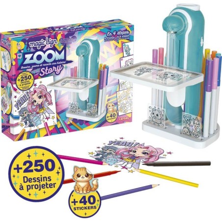 Loisir créatif - LANSAY - MAGIC LIGN - jeu de coloriage - PROJECTEUR ZOOMSTORY - 250+ dessins a projeter - Des 6 ans