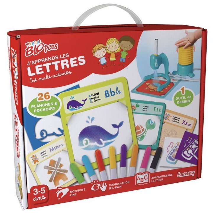 Loisir créatif - LANSAY - MY FIRST BLOPENS - jeu de coloriage - SET MULTI ACTIVITÉS - J'APPRENDS LES LETTRES - Des 3 ans