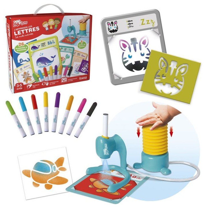 Loisir créatif - LANSAY - MY FIRST BLOPENS - jeu de coloriage - SET MULTI ACTIVITÉS - J'APPRENDS LES LETTRES - Des 3 ans