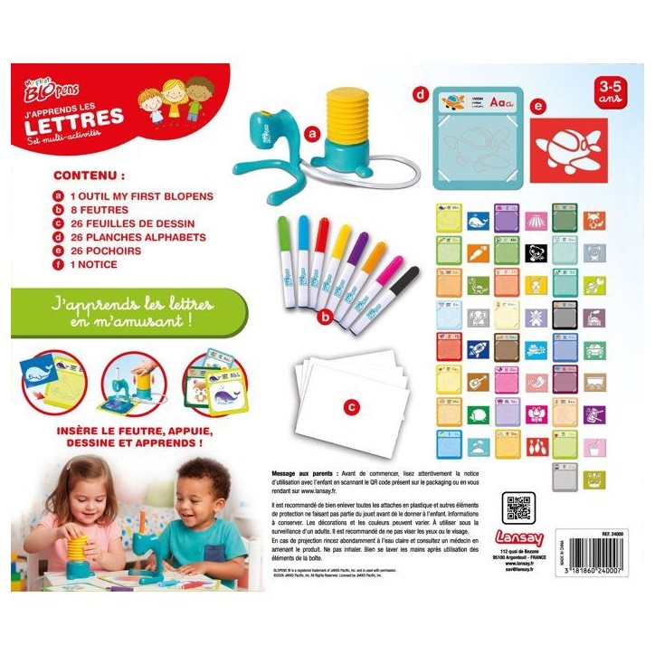 Loisir créatif - LANSAY - MY FIRST BLOPENS - jeu de coloriage - SET MULTI ACTIVITÉS - J'APPRENDS LES LETTRES - Des 3 ans