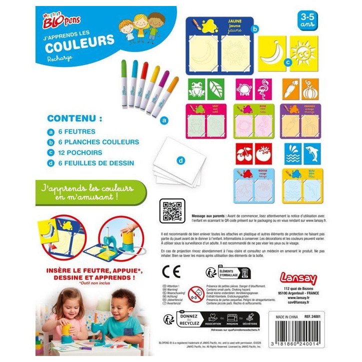 Loisir créatif - LANSAY - MY FIRST BLOPENS - jeu de coloriage - J'APPRENDS LES COULEURS - Des 3 ans