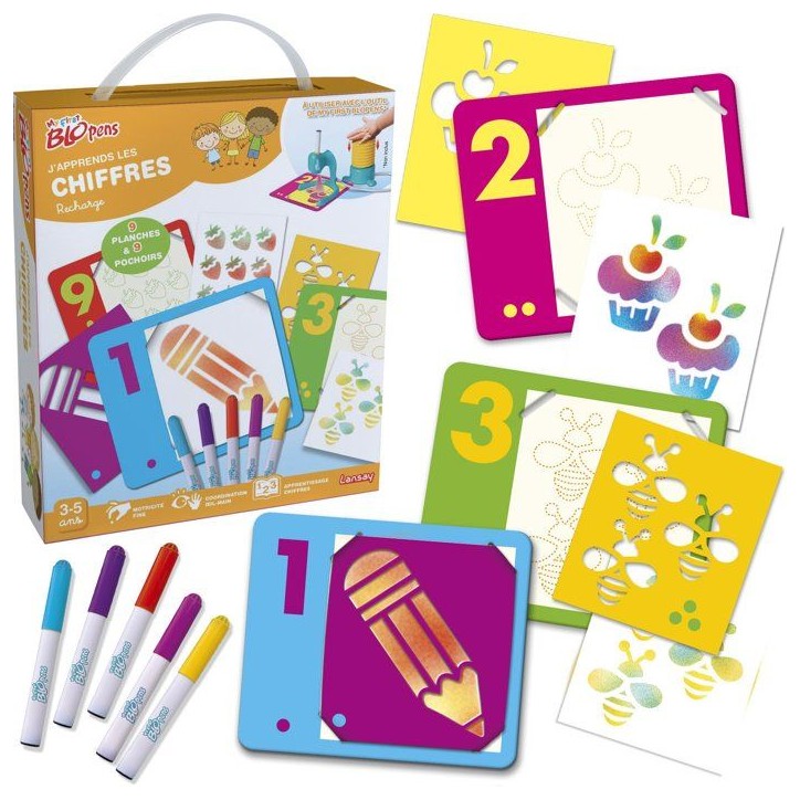Loisir créatif - LANSAY - MY FIRST BLOPENS - jeu de coloriage - J'APPRENDS LES CHIFFRES - Des 3 ans