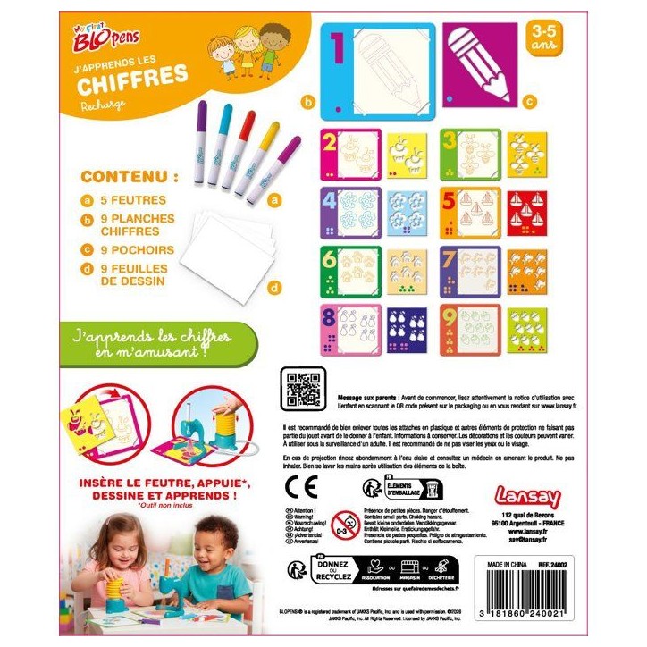 Loisir créatif - LANSAY - MY FIRST BLOPENS - jeu de coloriage - J'APPRENDS LES CHIFFRES - Des 3 ans