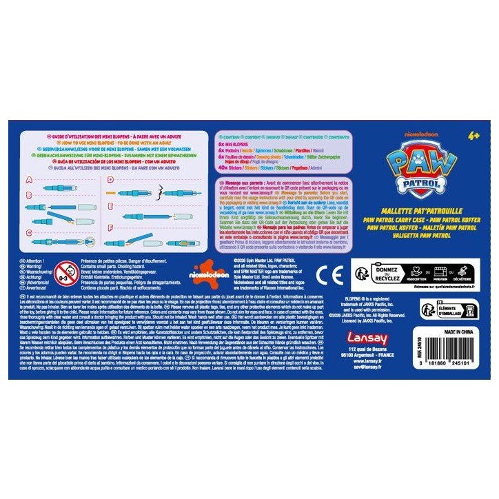 Loisir créatif - LANSAY - BLOPENS - jeu de coloriage - MALLETTE PAT'PATROUILLE - Des 4 ans Loisir créatif - LANSAY - BLOPENS - jeu de coloriage - MALLETTE PAT'PATROUILLE - Des 4 ans