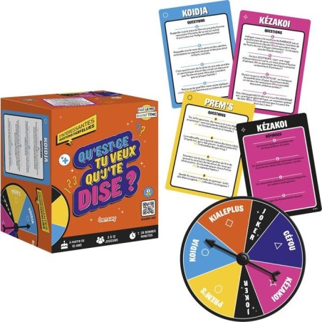 Jeu de societe - LANSAY - QU'EST-CE QUE TU VEUX QUE J'TE DISE ? - Jeu d'ambiance décalé - De 2 a 12 joueurs - Des 10 ans