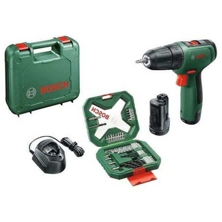 Perceuse visseuse - Bosch - EasyDrill 1200 - 2 batteries - Chargeur inclus - Mallette avec embouts Perceuse visseuse - Bosch - EasyDrill 1200 - 2 batteries - Chargeur inclus - Mallette avec embouts