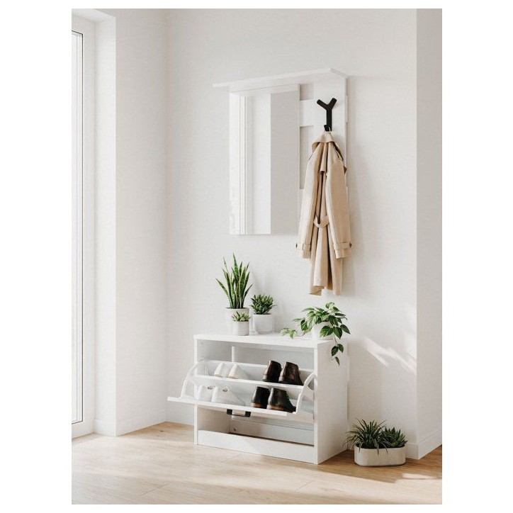 Vestiaire d'entrée - Décor blanc - L65 x H180 x P25 cm
