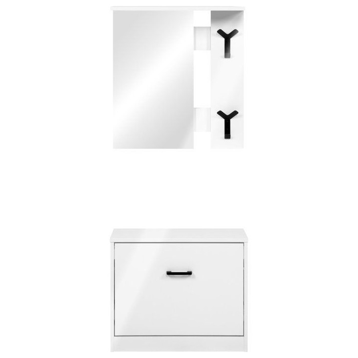 Vestiaire d'entrée - Décor blanc - L65 x H180 x P25 cm