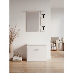 Vestiaire d'entrée - Décor blanc - L65 x H180 x P25 cm