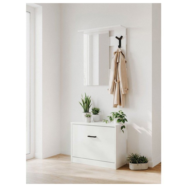 Vestiaire d'entrée - Décor blanc - L65 x H180 x P25 cm