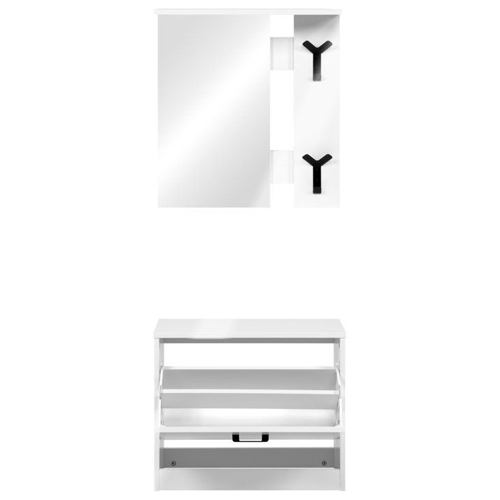 Vestiaire d'entrée - Décor blanc - L65 x H180 x P25 cm