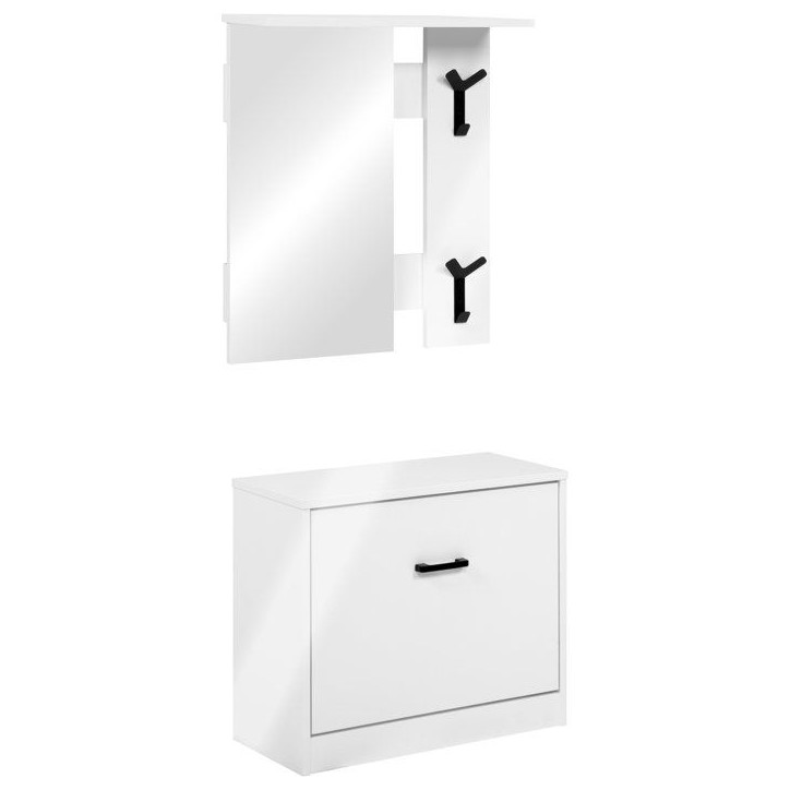 Vestiaire d'entrée - Décor blanc - L65 x H180 x P25 cm