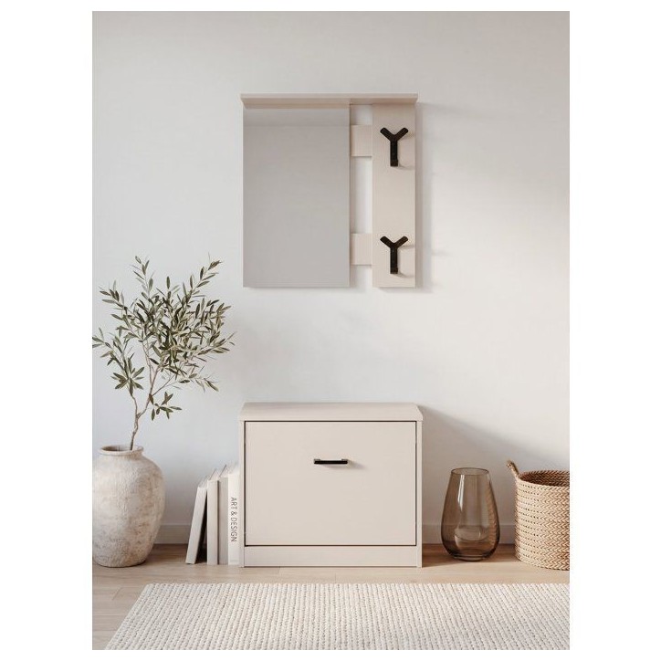 Vestiaire d'entrée - Décor sable - L65 x H180 x P25 cm