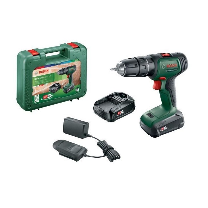 Bosch Perceuse Visseuse a Percussion Universal Impact 18V + x2 Batteries 2,0 Ah et Chargeur Bosch Perceuse Visseuse a Percussion Universal Impact 18V + x2 Batteries 2,0 Ah et Chargeur