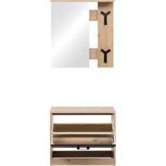 Vestiaire d'entrée - Décor chene et noir - L65 x H180 x P25 cm