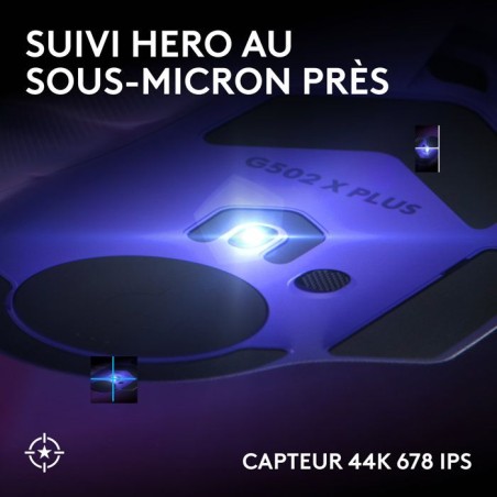 Souris gamer - Sans fil - Logitech G - G502 X Plus - Lilas foncé