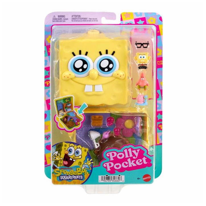 Coffret de jeu - POLLY POCKET - JKC84 - Coffret Bob l'Éponge - Maison-ananas sous-marine - 3 personnages inclus - 7 accessoires