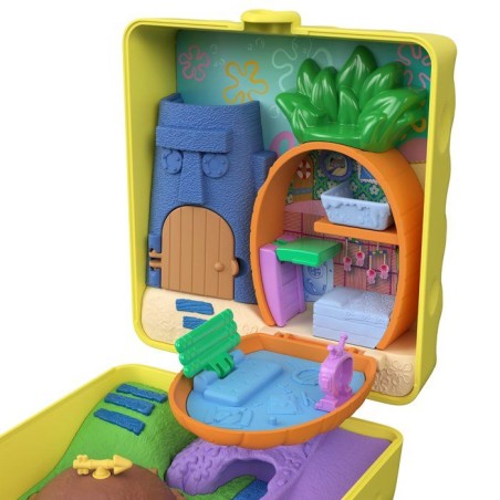 Coffret de jeu - POLLY POCKET - JKC84 - Coffret Bob l'Éponge - Maison-ananas sous-marine - 3 personnages inclus - 7 accessoires