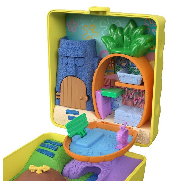 Coffret de jeu - POLLY POCKET - JKC84 - Coffret Bob l'Éponge - Maison-ananas sous-marine - 3 personnages inclus - 7 accessoires