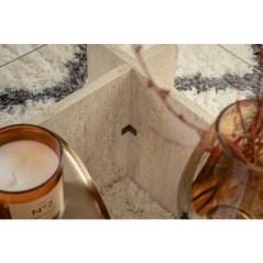 Table basse - FLAVIO - Travertine - Rectangulaire - Verre trempé et p