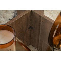 Table basse - FLAVIO - Venezia Walnut - Rectangulaire - Verre trempé et panneaux de particules - Style moderne - 105x65x30 cm