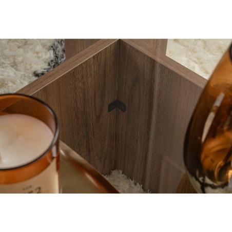 Table basse - FLAVIO - Venezia Walnut - Rectangulaire - Verre trempé et panneaux de particules - Style moderne - 105x65x30 cm
