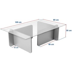 Table basse - FLAVIO - Venezia Walnut - Rectangulaire - Verre trempé