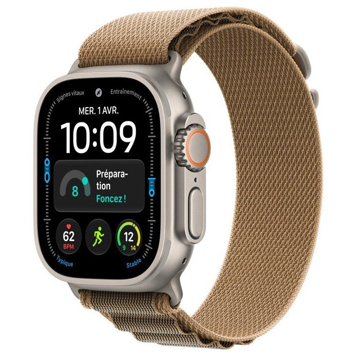 APPLE Watch Ultra 4 GPS + Cellular - 49mm - Boîtier Natural Titanium - Bracelet Desert Alpine Loop - M APPLE Watch Ultra 4 GPS + Cellular - 49mm - Boîtier Natural Titanium - Bracelet Desert Alpine Loop - M