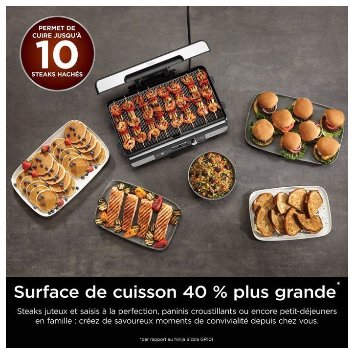 Grill électrique et plancha intérieur XL NINJA - Sizzle GX101EU - 1450W - Couvercle amovible Grill électrique et plancha intérieur XL NINJA - Sizzle GX101EU - 1450W - Couvercle amovible