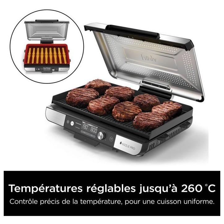 Grill électrique et plancha intérieur XL NINJA - Sizzle GX101EU - 1450W - Couvercle amovible Grill électrique et plancha intérieur XL NINJA - Sizzle GX101EU - 1450W - Couvercle amovible