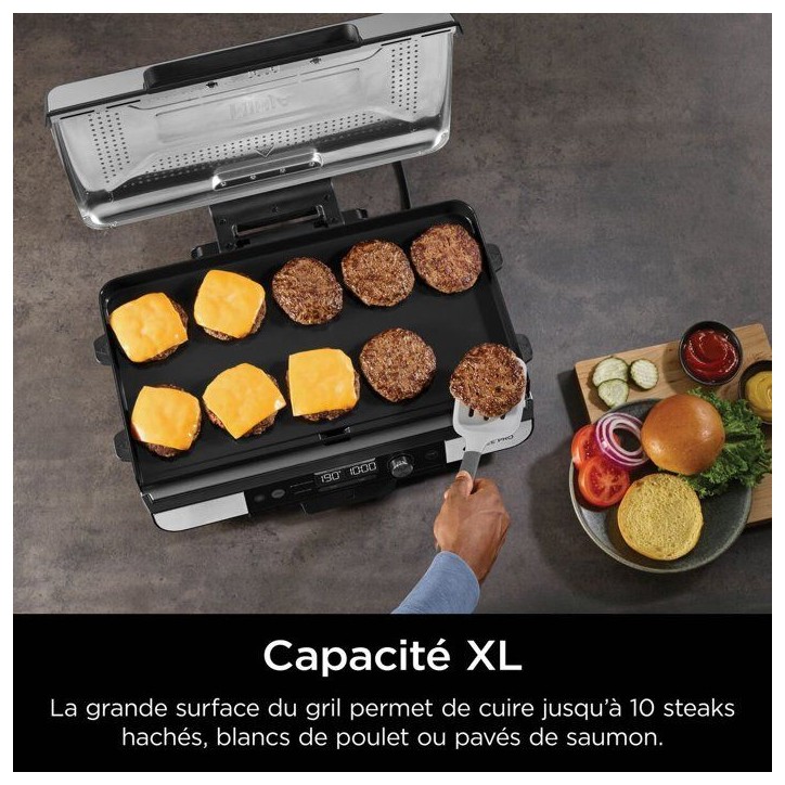 Grill électrique et plancha intérieur XL NINJA - Sizzle GX101EU - 1450W - Couvercle amovible Grill électrique et plancha intérieur XL NINJA - Sizzle GX101EU - 1450W - Couvercle amovible
