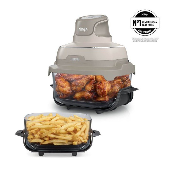 Air fryer - NINJA - CRISPi FN201EUSD2 - 1700 W - 2 récipients en verre 3,8 L + 2,3 L - 4 modes de cuisson - Sans PFAS Air fryer - NINJA - CRISPi FN201EUSD2 - 1700 W - 2 récipients en verre 3,8 L + 2,3 L - 4 modes de cuisson - Sans PFAS