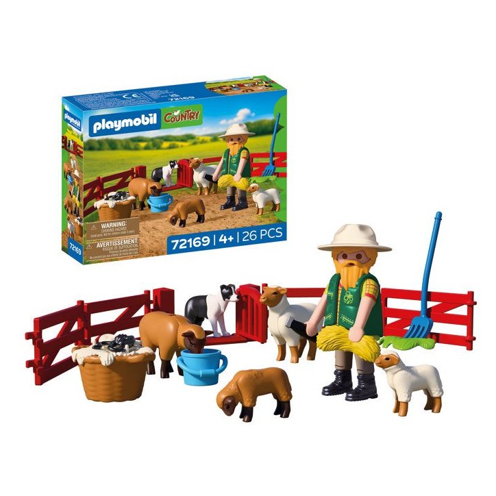 PLAYMOBIL 72169 Berger avec enclos a moutons & chien, Country la ferme, 26 pieces, des 4 ans PLAYMOBIL 72169 Berger avec enclos a moutons & chien, Country la ferme, 26 pieces, des 4 ans
